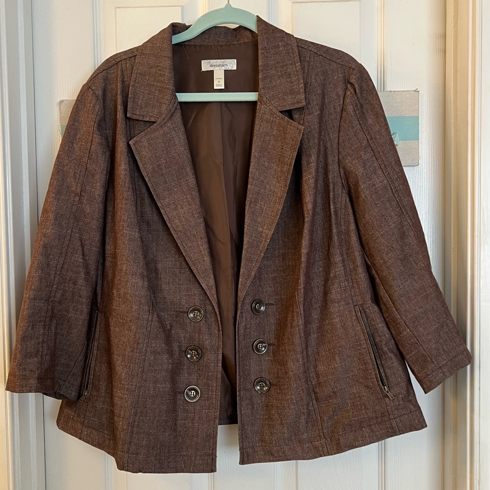 Dressbarn Woman Brown Denim Jacket Sz 3X - Picture 3 of 9